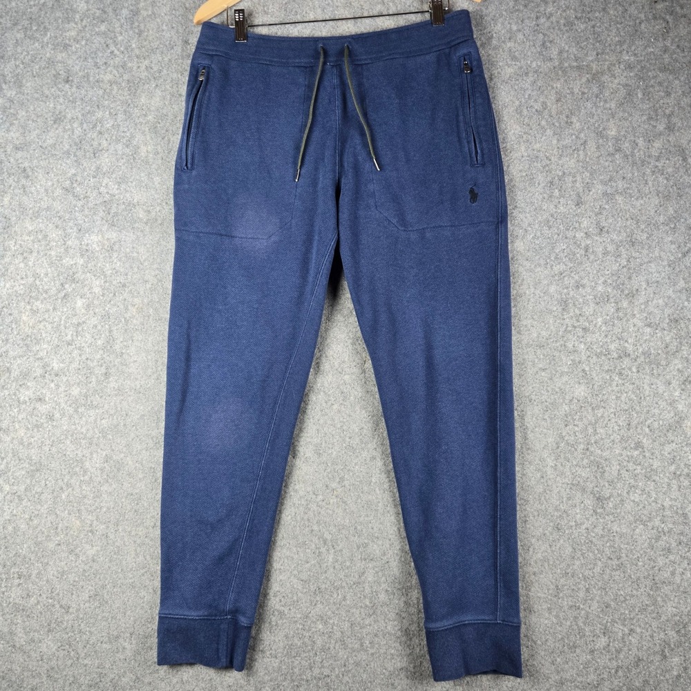 Polo Ralph Lauren Joggers Mens Small Blue Double Knit Tech Sweatpants Pony Logo
